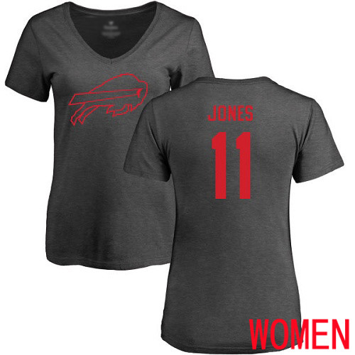 NFL Women Buffalo Bills #11 Zay Jones Ash One Color T Shirt